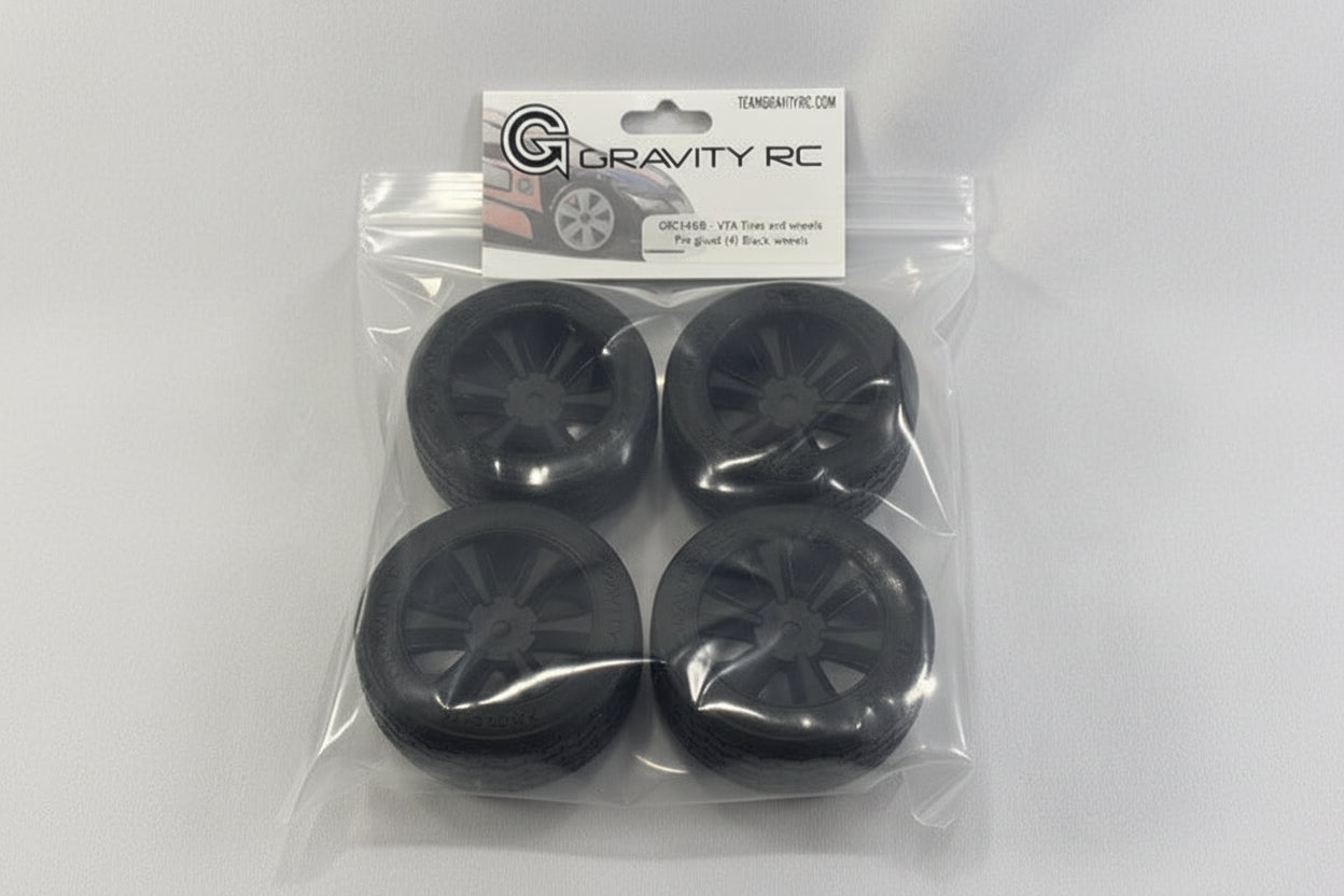 G-Spec VTA Tires Pre Glued Set of 4 Black Wheels GRC145B