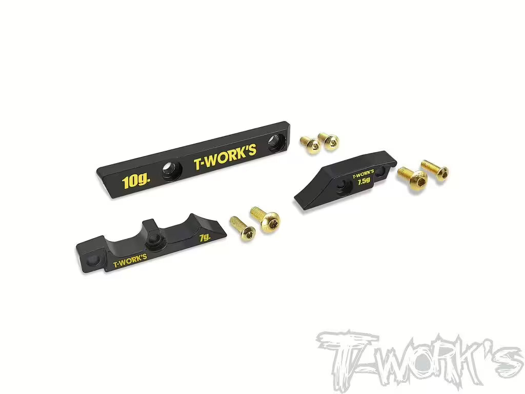 T-Works Brass Weight Set for Awesomatix A800R Motor Mount - 7g 7.5g 10g weights for RC touring car setup