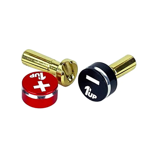 1up Racing LowPro Bullet Plugs with Grips 4mm Red Black
