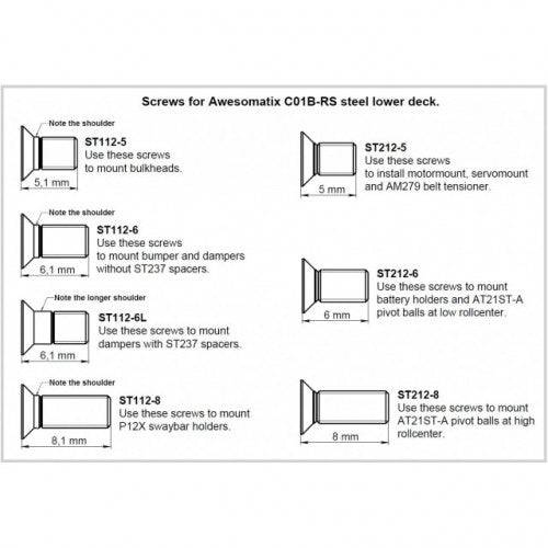 Awesomatix A800-ST112-5 M3X5mm Centering Screws Low Head - RC Racing Parts (4pcs)