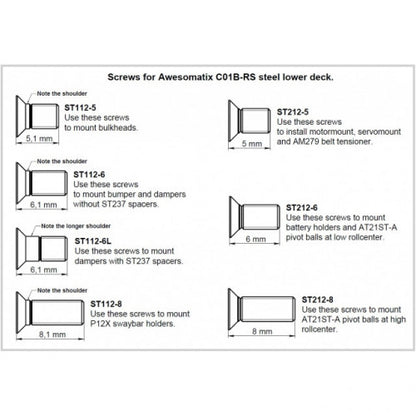 Awesomatix A800-ST112-5 M3X5mm Centering Screws Low Head - RC Racing Parts (4pcs)