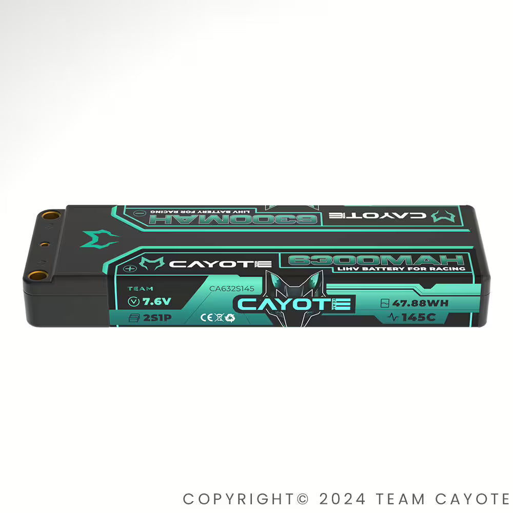 CAYOTE Racing 6300mAh 2S LiPo Battery 7.6V 145C for RC Touring Cars