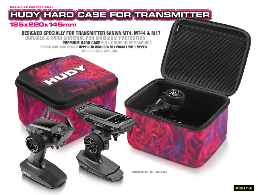 HUDY Hard Case Transmitter Bag Sanwa MT4, MT44 & M17 (185x220x145mm)
