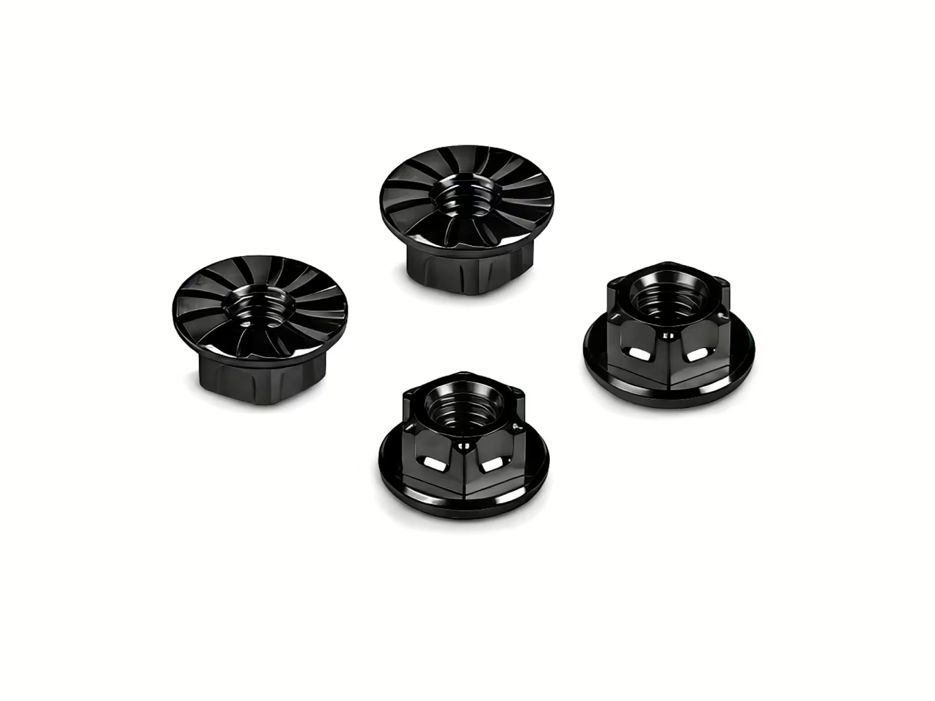 HUDY Titanium M4 Serrated Flange Wheel Nuts Black Set of 4