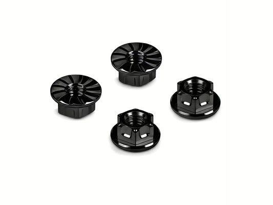 HUDY Titanium M4 Serrated Flange Wheel Nuts Black Set of 4