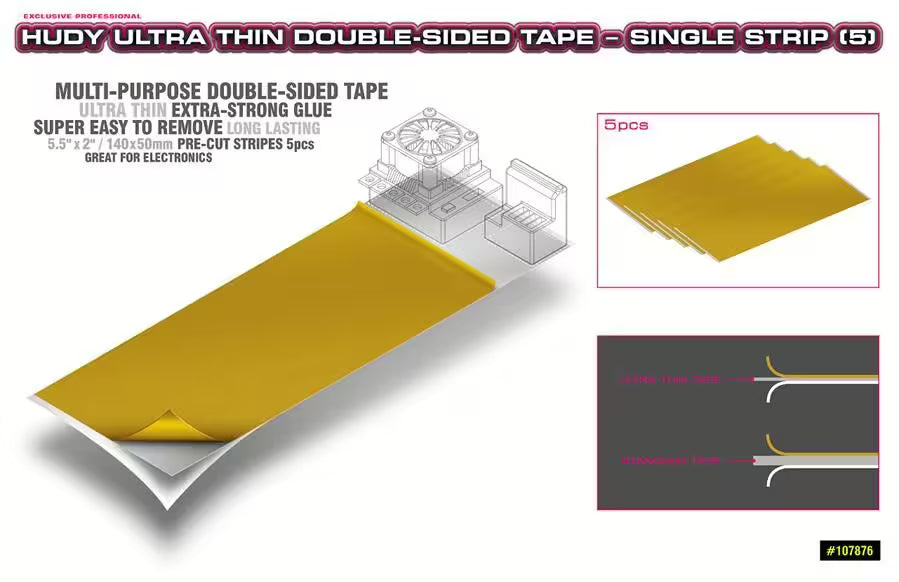 HUDY Ultra Thin Double Sided Adhesive Strips for RC Racing HU-107876