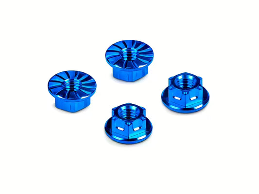 HUDY Blue Titanium M4 Serrated Flange Wheel Nuts Set of 4