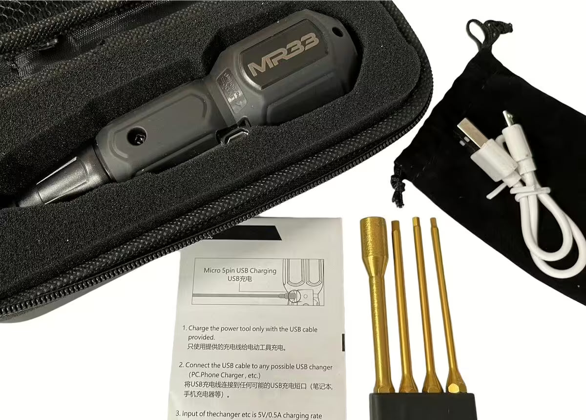 MR33 Electric Screwdriver with 2.0 2.5 3.0 and 7.0mm Inserts