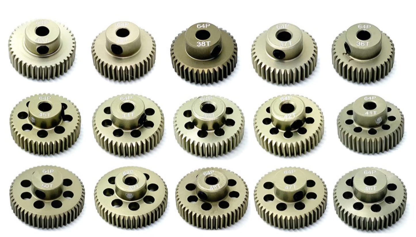 Race OPT 7075 Hard Coated 64P Pinion Gear for 1/10 1/12 Scale RC Touring Cars