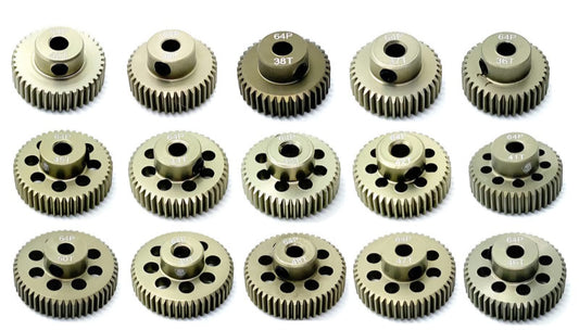Race OPT 7075 Hard Coated 64P Pinion Gear for 1/10 1/12 Scale RC Touring Cars