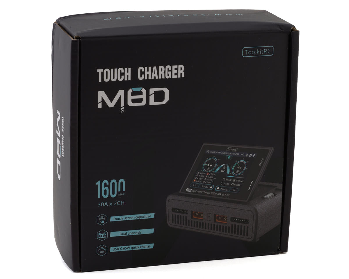 ToolkitRC M8D 1600W Dual Channel Battery Charger 50A 8S Touchscreen DC Charger Discharger